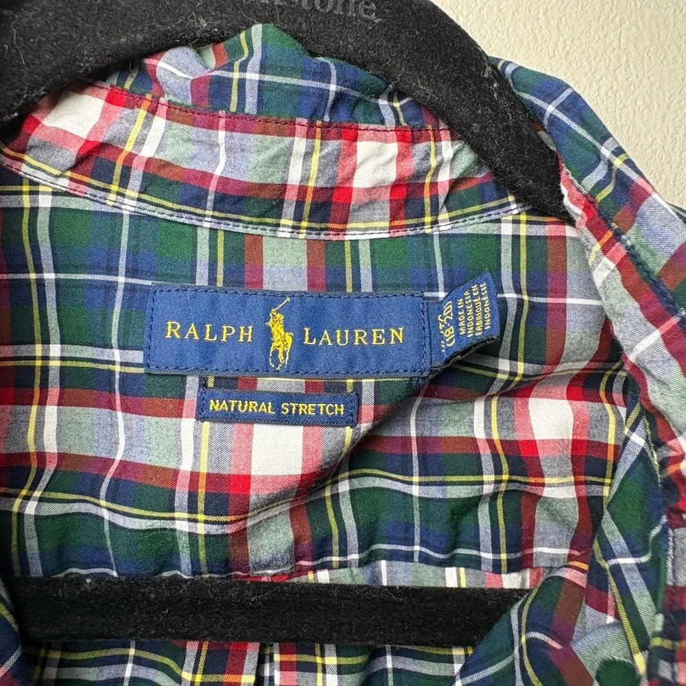 Ralph Lauren Boys Plaid Button up Natural Stretch Shirt Size XL (18-20)